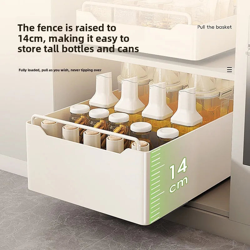 paniers rangement blancs acier inoxydable moderne adhésifs cuisine tiroirs armoires évier espaces étroits