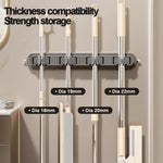 porte balai mural moderne clips fixation balai poignée brosse papier toilette gris beige blanc