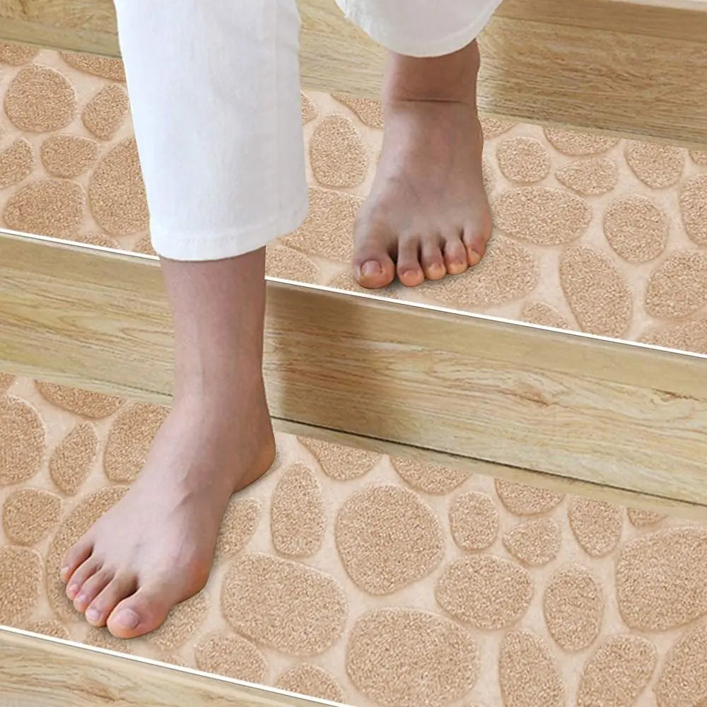 tapis antidérapant escalier motif patchwork coton duveteux adhésif moderne noir beige