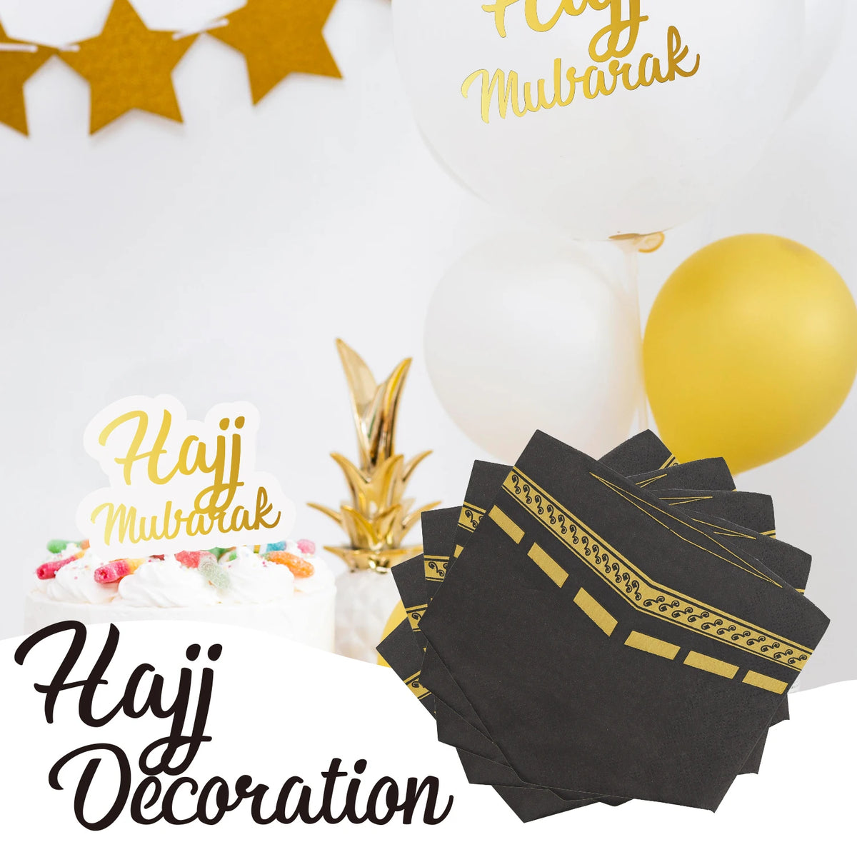serviettes jetables noires or motifs dorés pack 16 pièces fête moderne