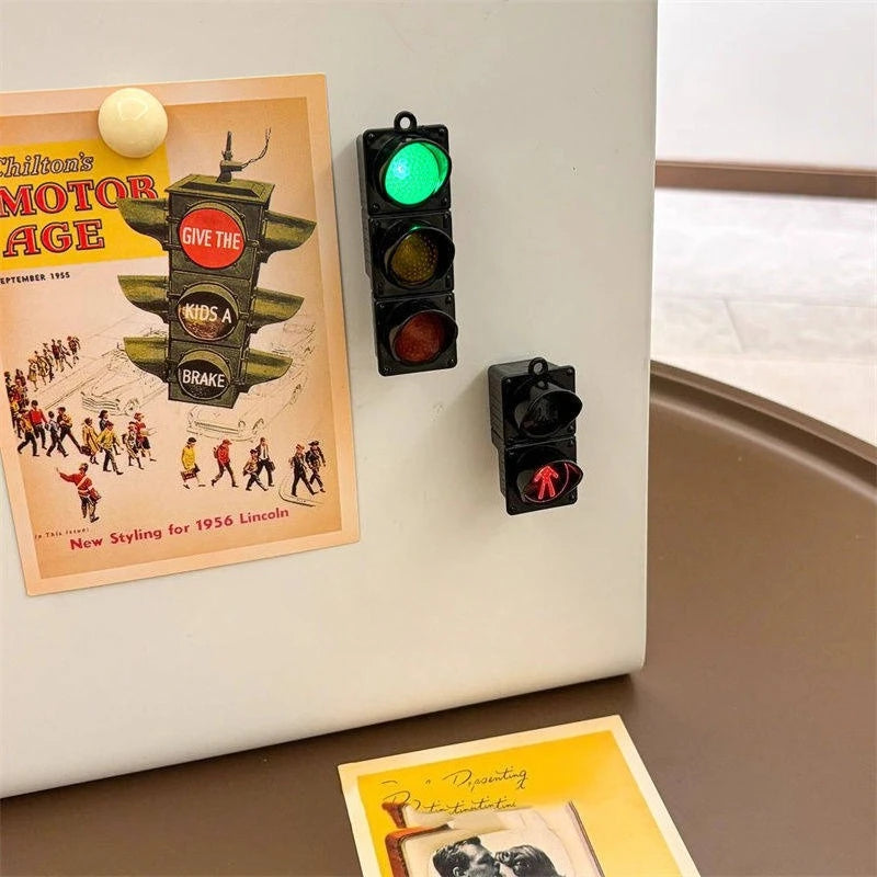 feu circulation aimants décoration maison noël dessins animés autocollants magnétiques réfrigérateur rond lumineux
