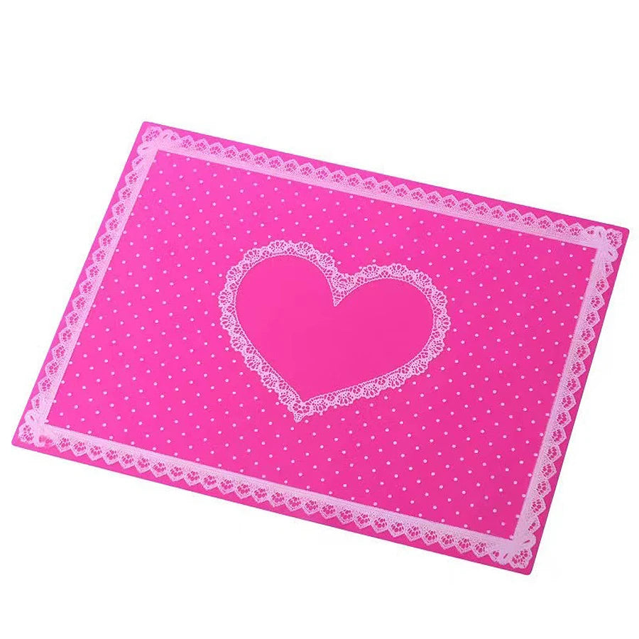 tapis poignet silicone nail art pois cœur dentelle rose noir violet magenta