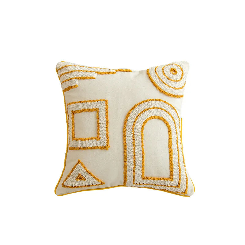 coussins décoratifs géométriques boho chic blanc moutarde tassel chambre canapé maison sans rembourrage