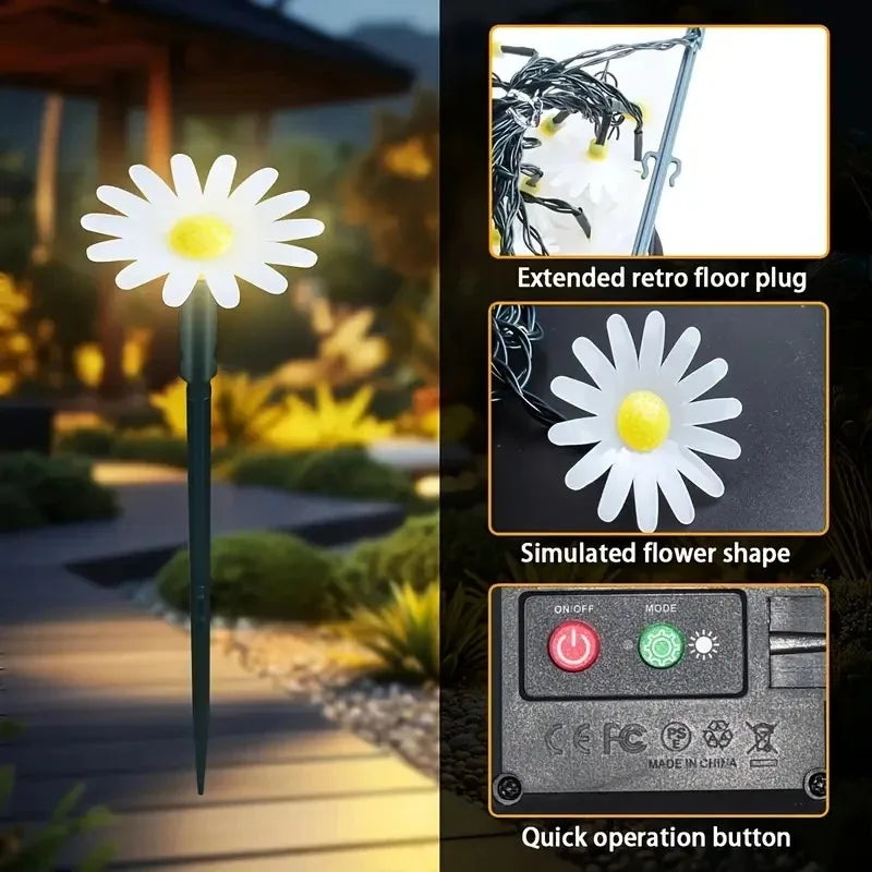 décoration extérieure solaire fleur led moderne blanc jaune ip65 résistante modes