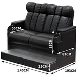 fauteuils cinéma noir simili cuir contemporain tablette intégrée porte gobelet porte papeterie
