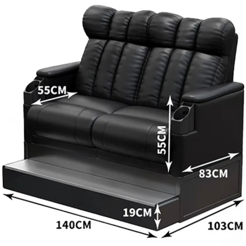 fauteuils cinéma noir simili cuir contemporain tablette intégrée porte gobelet porte papeterie