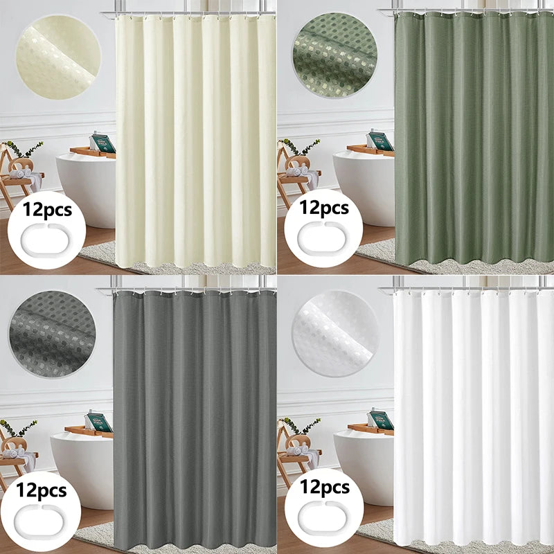 rideau douche waffle moderne minimaliste beige vert gris blanc 12 métalliques opacité variable