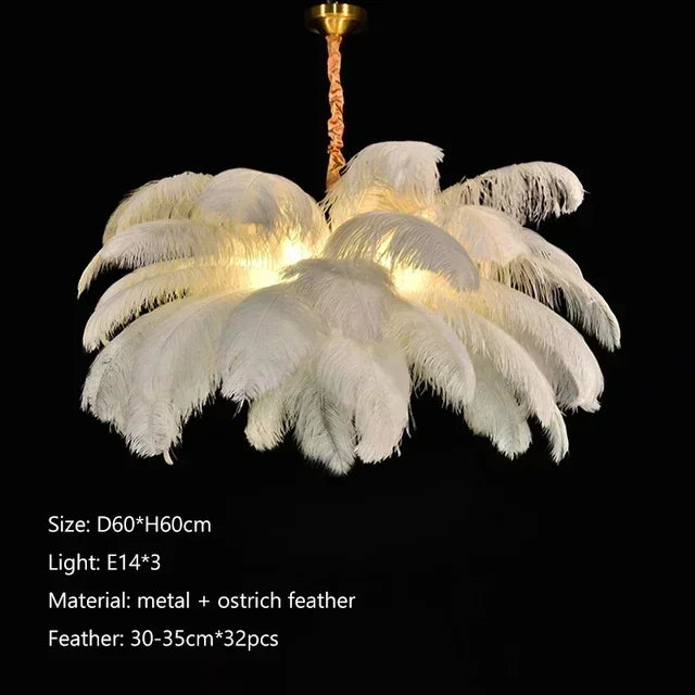 suspension lumineuse plumes bleu rose blanc moderne élégant pince suspension chambre salon étude
