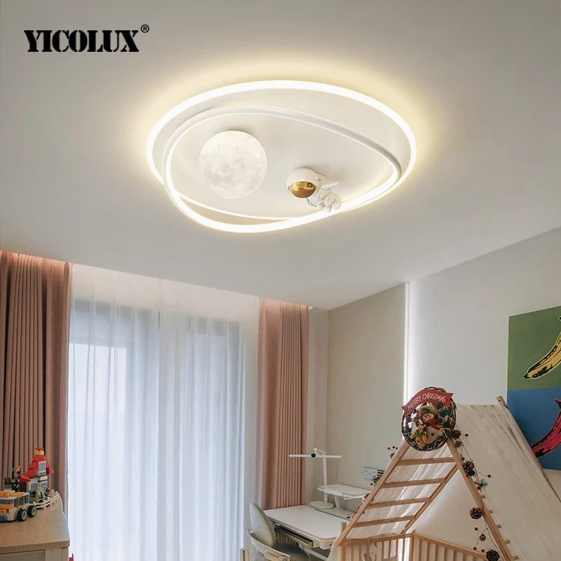 plafonnier led moderne blanc bleu nuit lune étoiles designintérieur lumière chambre enfants