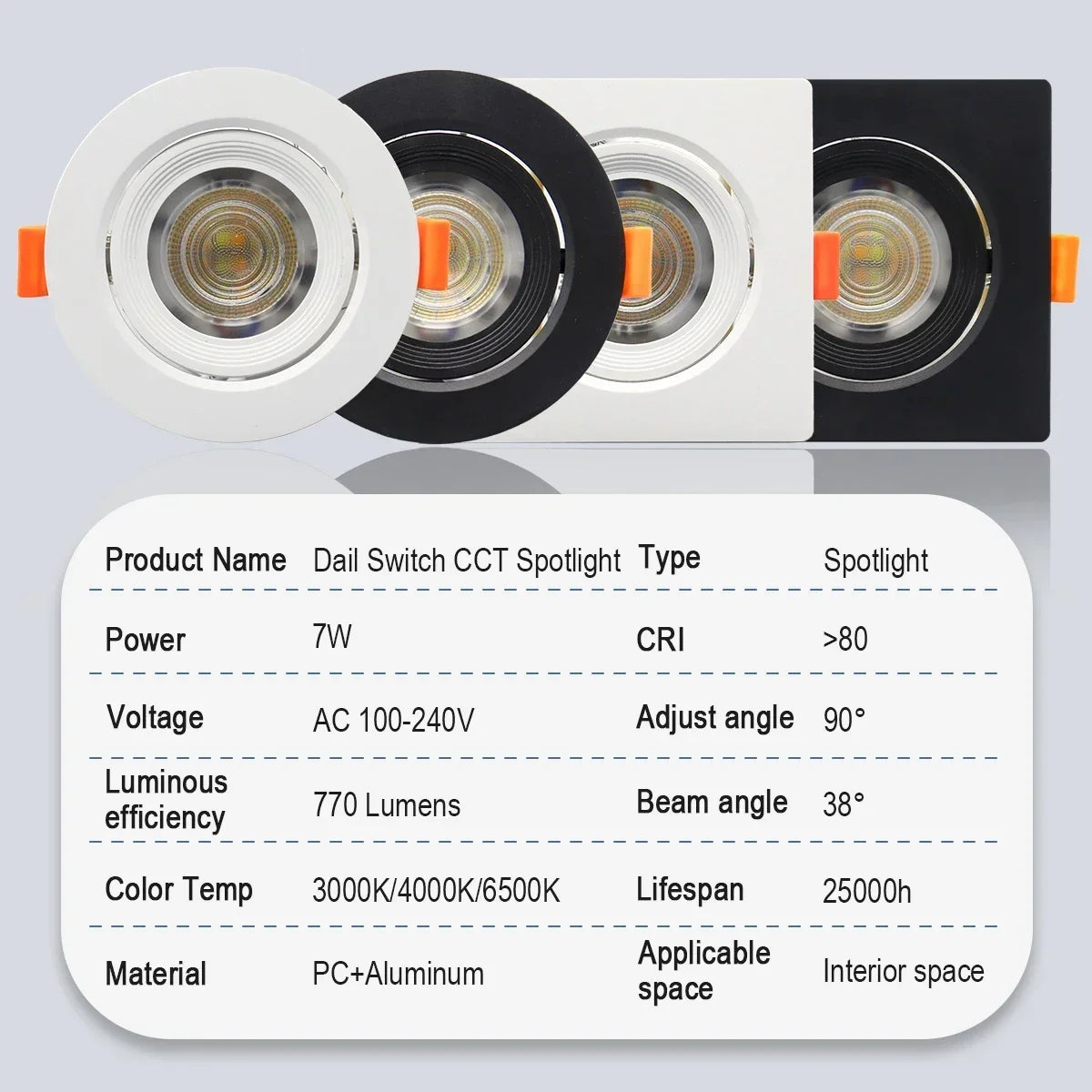 Spot LED blanc moderne 10W 14W 17W 20W 24W 6W câble adaptateur