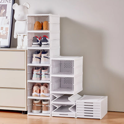 Boîte à chaussures pliable transparente 6 niveaux rangement organisé