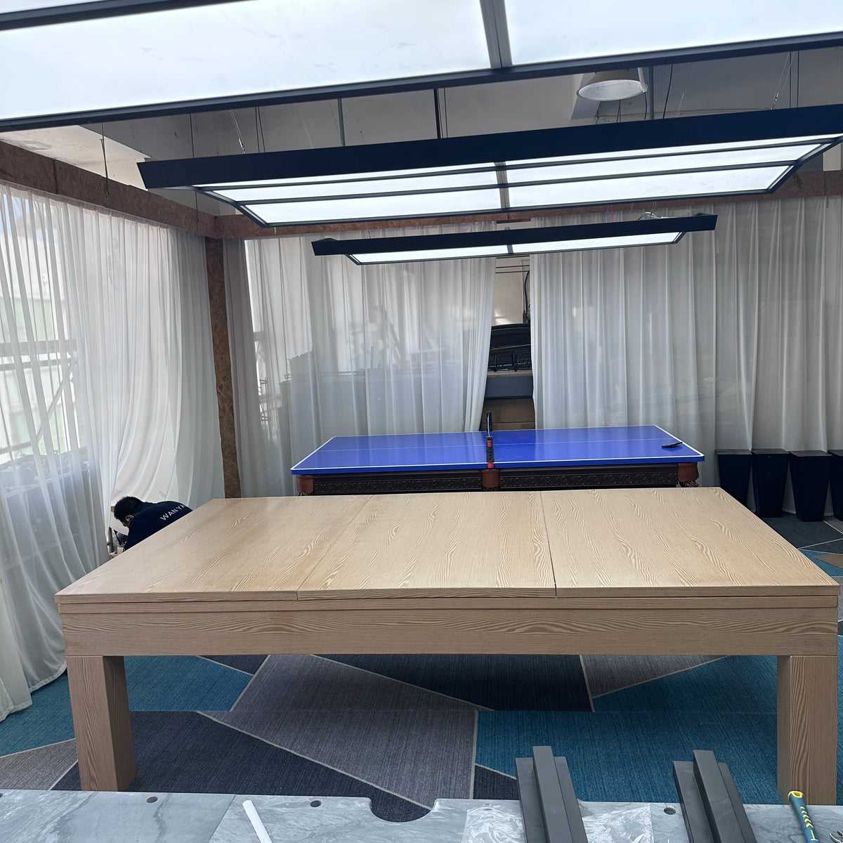 table billard transformable table manger ping pong 7ft 8ft 9ft ardoise bois cuir modernes