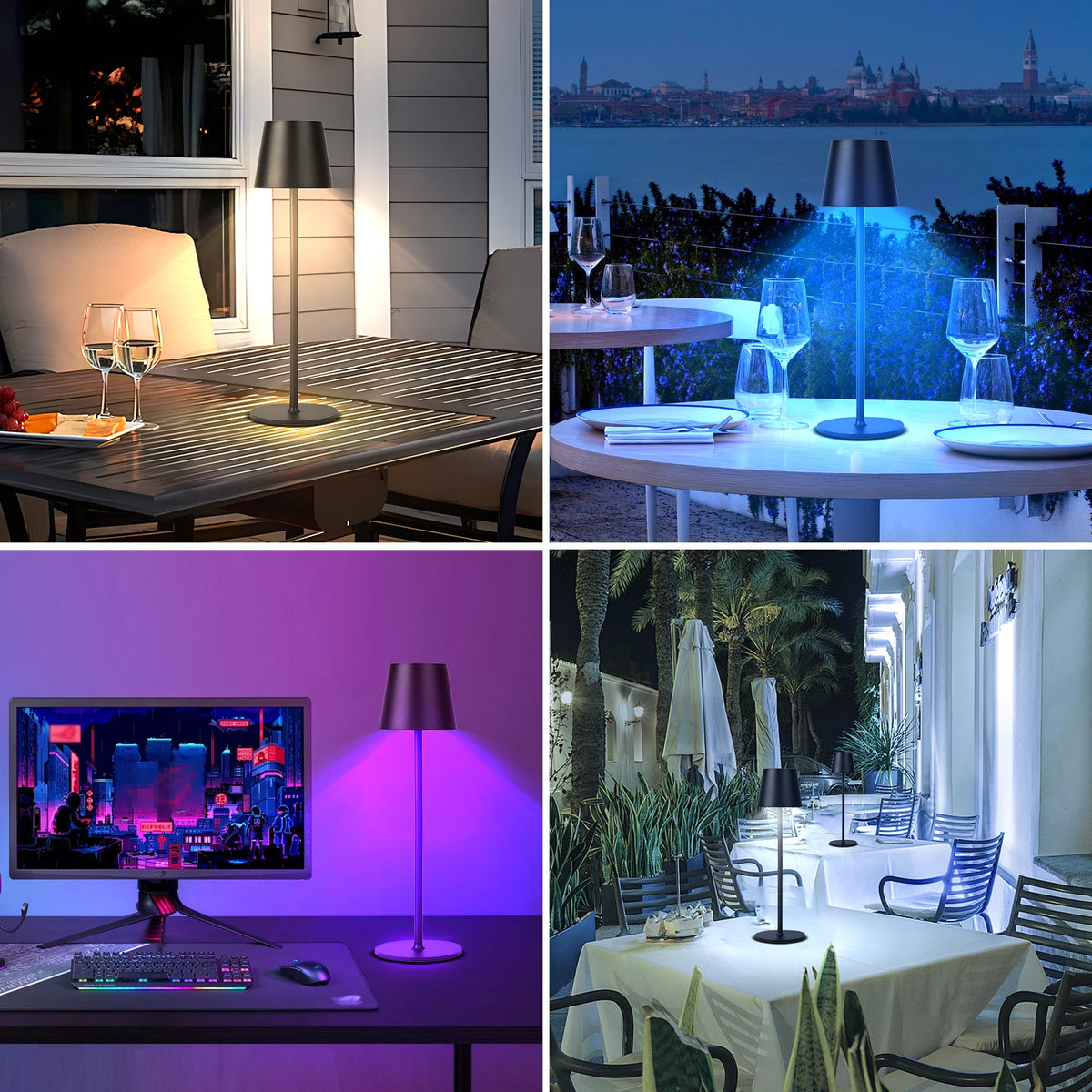 lampe table led rechargeable usb interrupteur tactile noir moderne(touch dimming abs batterie)