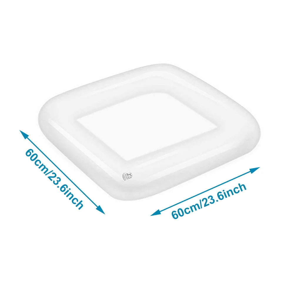 plateau flottant gonflable blanc refroidisseur boissons bouteilles canettes gobelets glaçons été plage festive