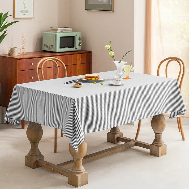 nappe table rectangulaire rayures diagonales bleu marine moderne imperméable polyester 140cm 180cm 200cm 220cm