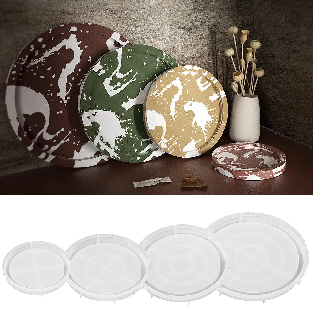 assiettes silicone marbrées moderne marron vert beige rose effet peinture support blanc