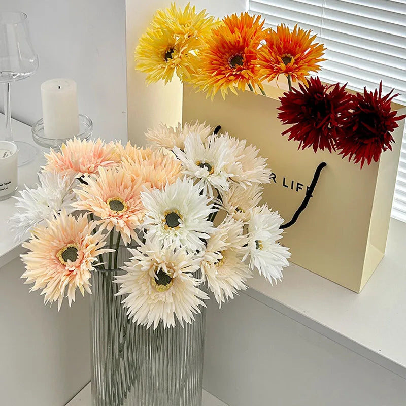 bouquets artificiels fleurs orange blanc rouge anniversaire mariage baby shower décoration intérieure moderne minimaliste