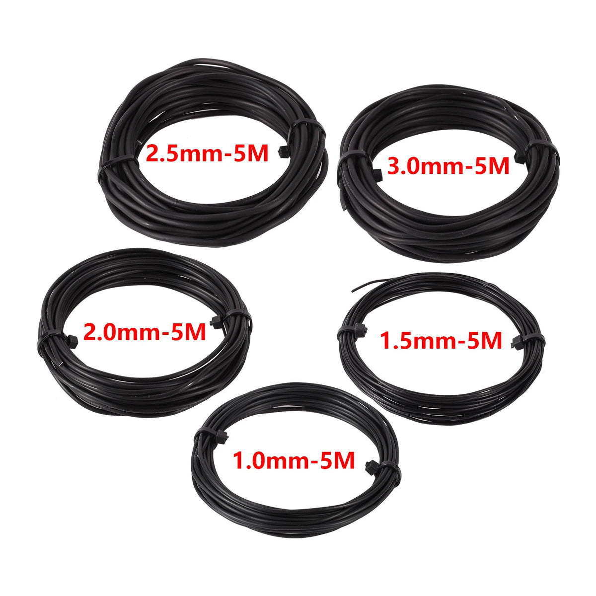 fil jardinage métal 2.5mm 5m 3.0mm 5m 2.0mm 10m 1.5mm 1.0mm noir lisse opaque
