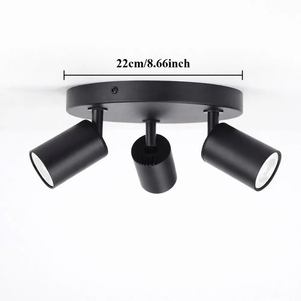 Spot moderne noir fixé plaque bras ajustables LED GU10 90260V(toucher ON/OFF)