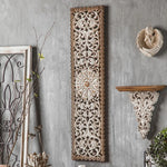 décoration murale vintage shabby chic motif floral bois fond gris blanc marron
