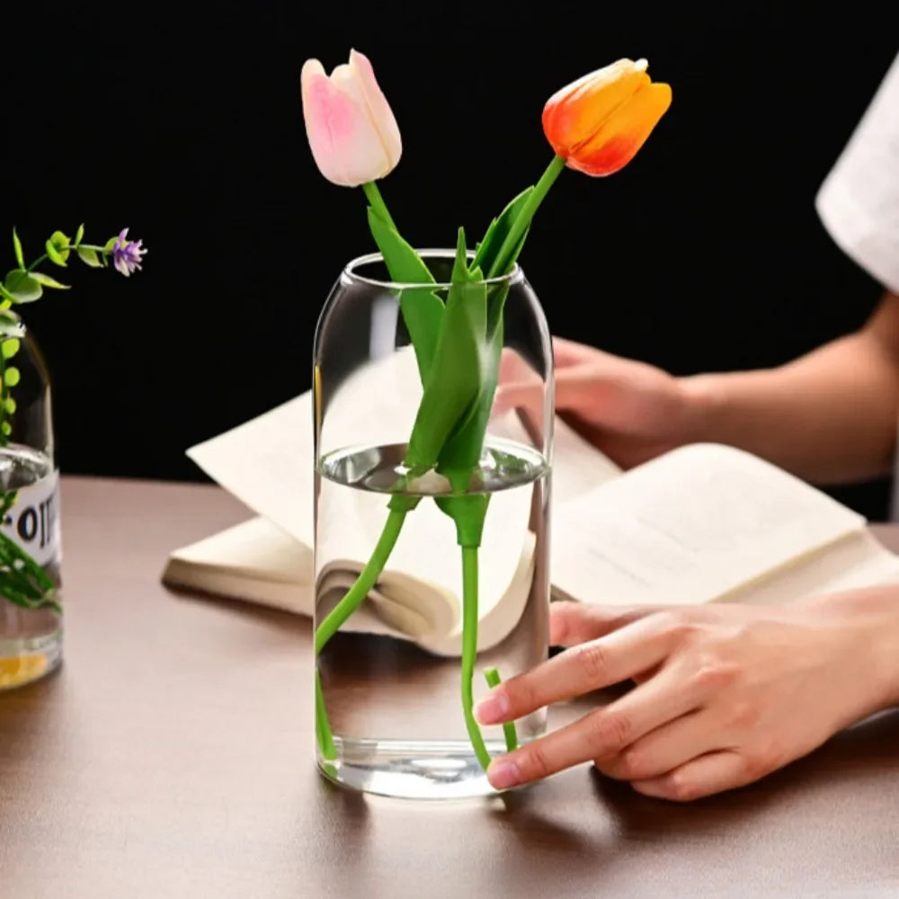 vase verre transparent moderne plante fleur décoration intérieur élégant minimaliste fixations