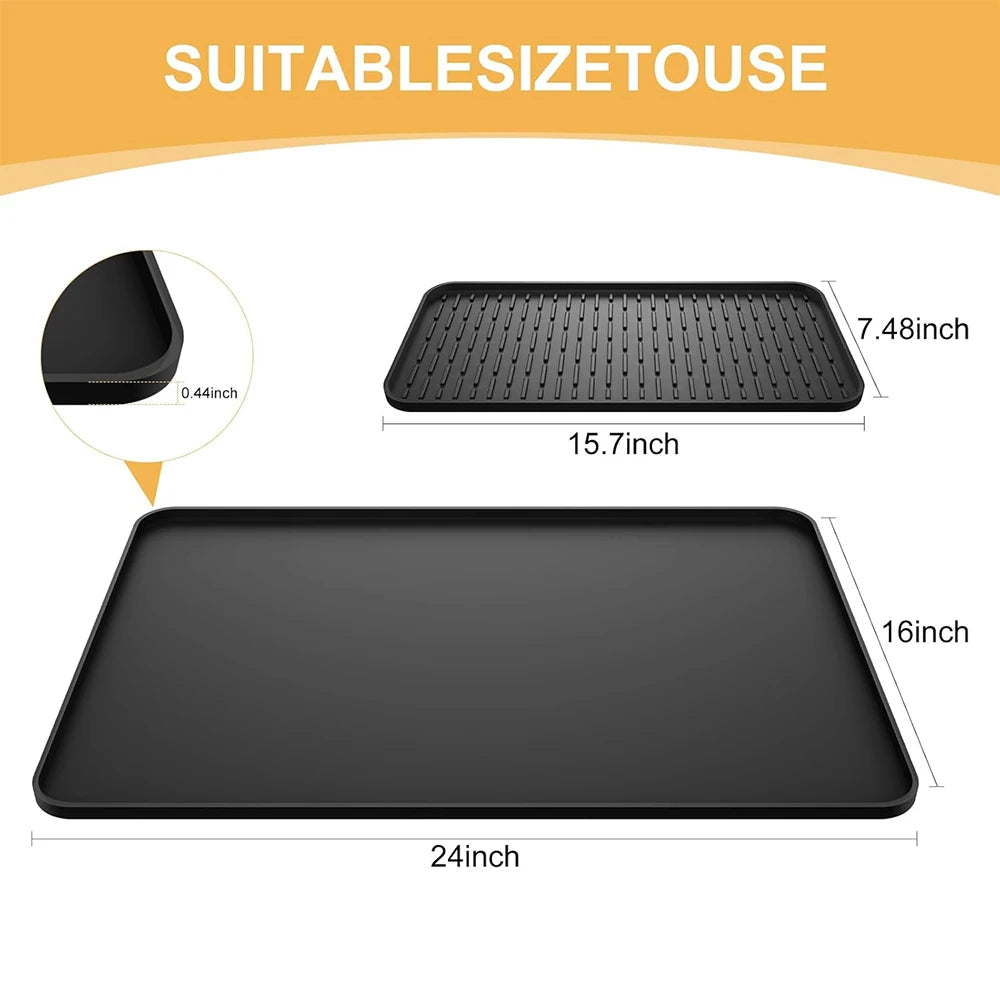 tapis séchage vaisselle silicone noir surface rugueuse moderne salle bains cuisinewasher imperméable
