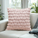 housse coussin carré motif cœurs blanc rose moderne polyester 45cm 45cm fixations
