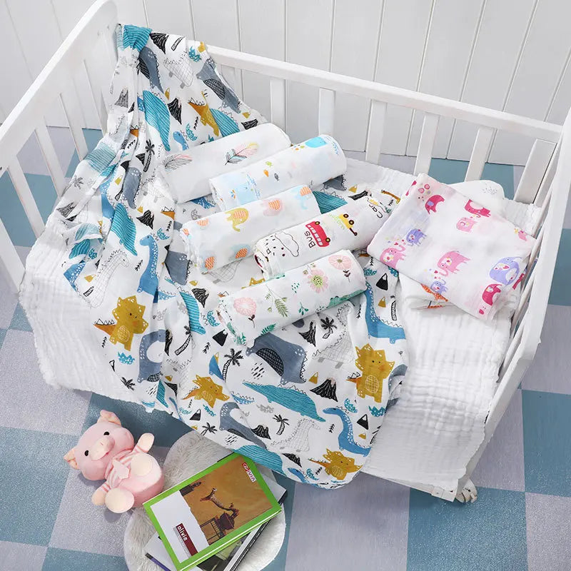 drap bébé coton bambou dessins animés citrons dinosaures voitures plumes licornes étoiles moderne blanc