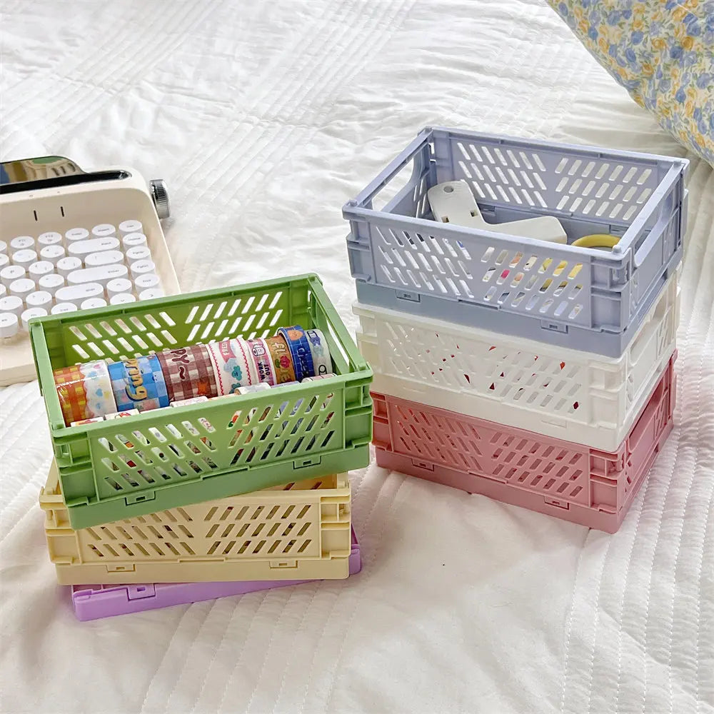 paniers pliables rangement moderne opacité vert clair rose beige gris blanc