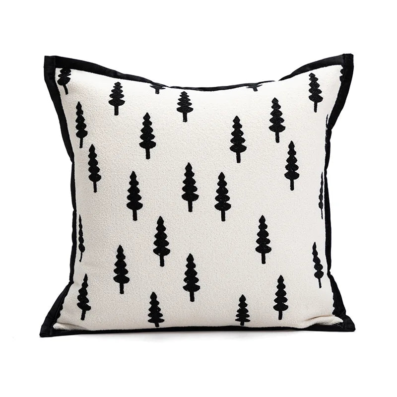 housse coussin décorative carrée motif noir blanc moderne canapé salon maison