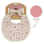 bavoirs bébé fleurs pompons élastiques doux vintage blanc rose jaune bleu gris