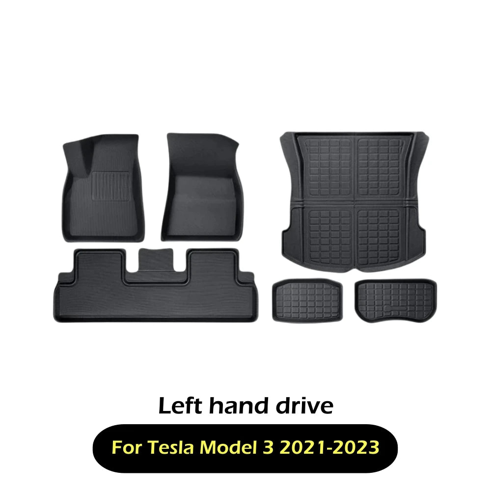 tapis sol 3d luxueux noir moderne tesla 2017 2024 tissé étanche
