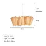 Suspension lumineuse moderne tissu beige clair rayé pliable salon chambre d'hôtel trois lumières