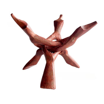 support décoratif bois brut blanc rouge brun artisanal naturel ormeau coquille rameaux sculptés bol