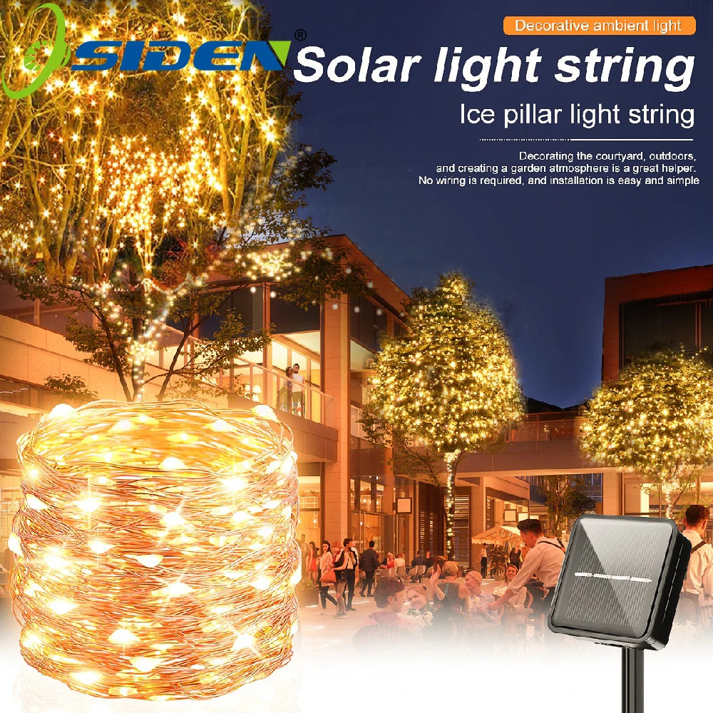 guirlande lumineuse solaire 400 led extérieure scintillante modes décoration jardin imperméable ip65