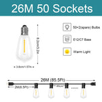 guirlande lumineuse led transparente vintage 15 ampoules 9m clips intégrés blanc noir moderne