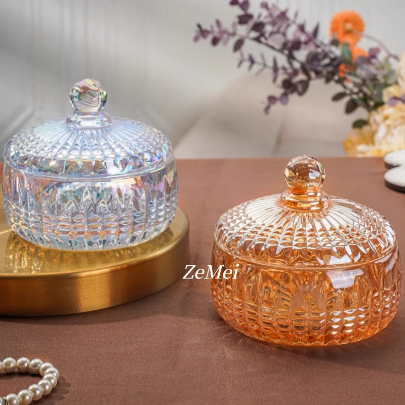 boîte bonbons cristal transparente rétro élégante blanches vintage orange bleu vert jaune gravé