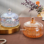 boîte bonbons cristal transparente rétro élégante blanches vintage orange bleu vert jaune gravé