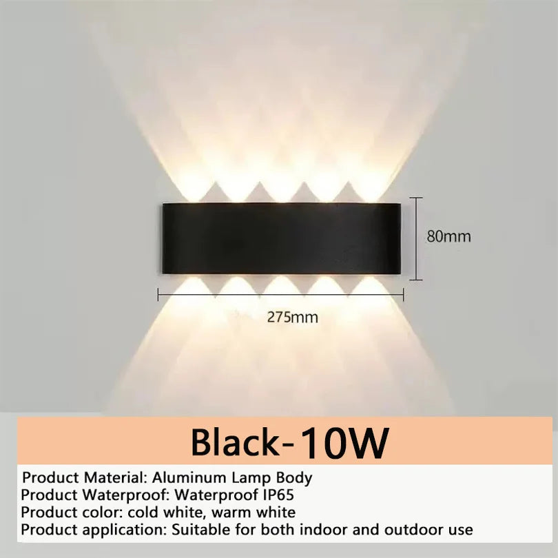 applique murale led moderne noire ip66 extérieur intérieur 110v 220v led