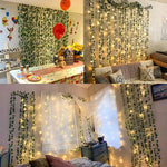 guirlande lumineuse feuilles vertes lierre artificiel led blanc chaud mariage festif chambre decoration