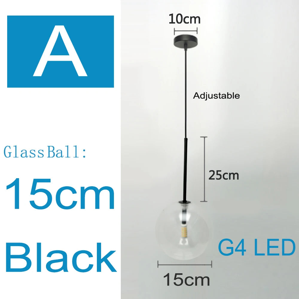 suspension lumineuse moderne transparente sphères led dorées câble suspendu salon loft cuisine minimaliste
