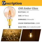 ampoules led vintage globe marron clair transparentes e12 220v 20000h 249 lumens 360°