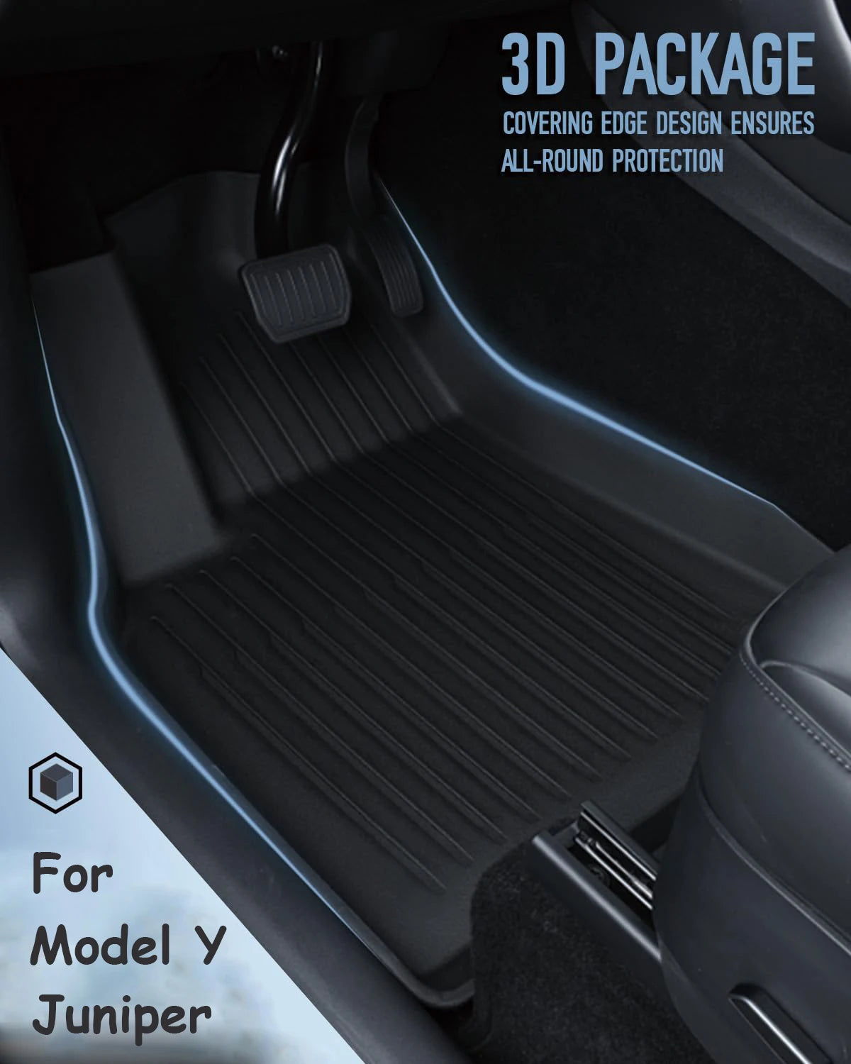tapis sol voiture tesla model noir rayures horizontales velcro moderne