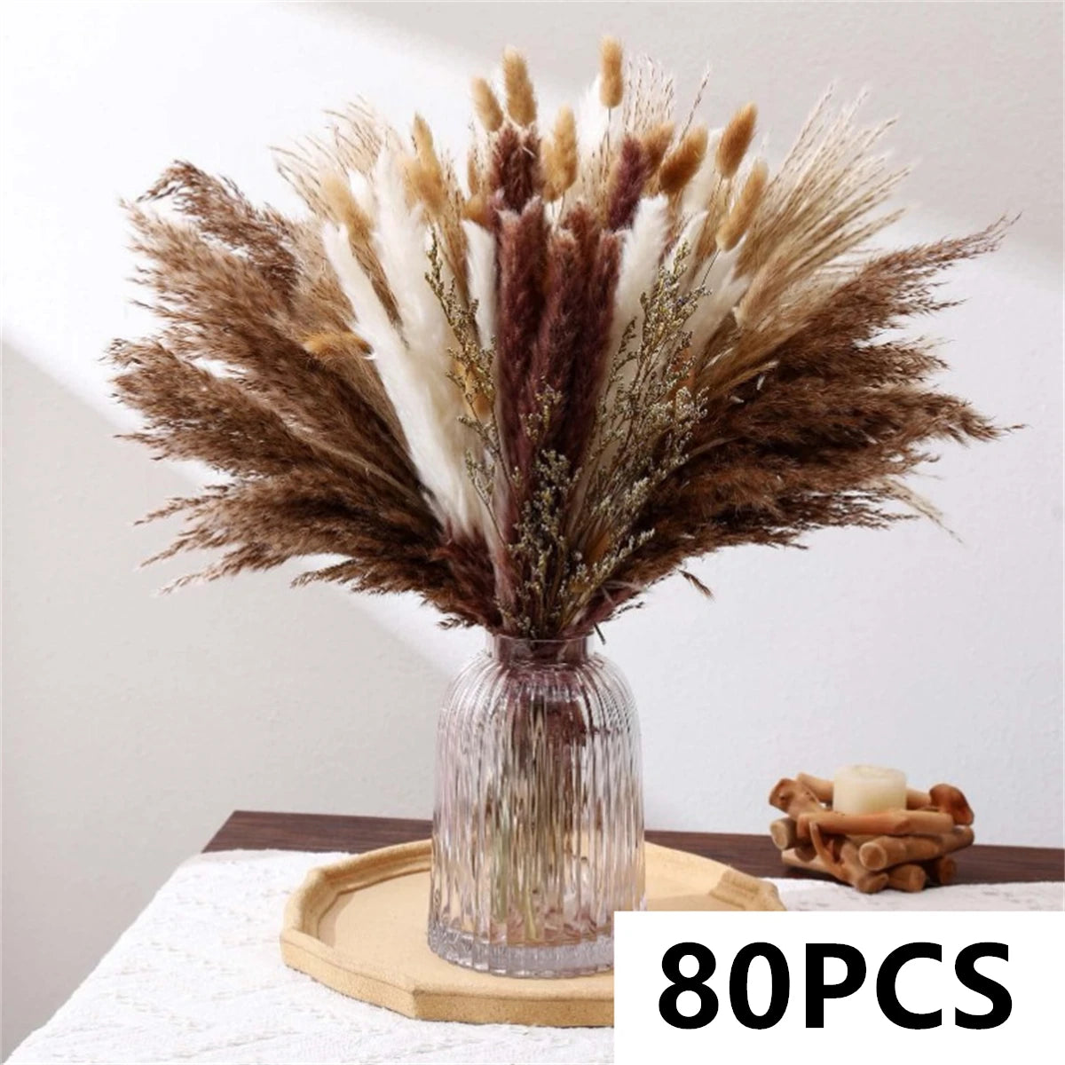 bouquet fleurs séchées naturel blanc beige rustique décoration maison anniversaire mariage