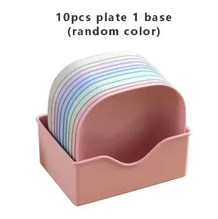assiettes réutilisables bleu rose vert modernes empilables transparentes opaques lisses minimalistes