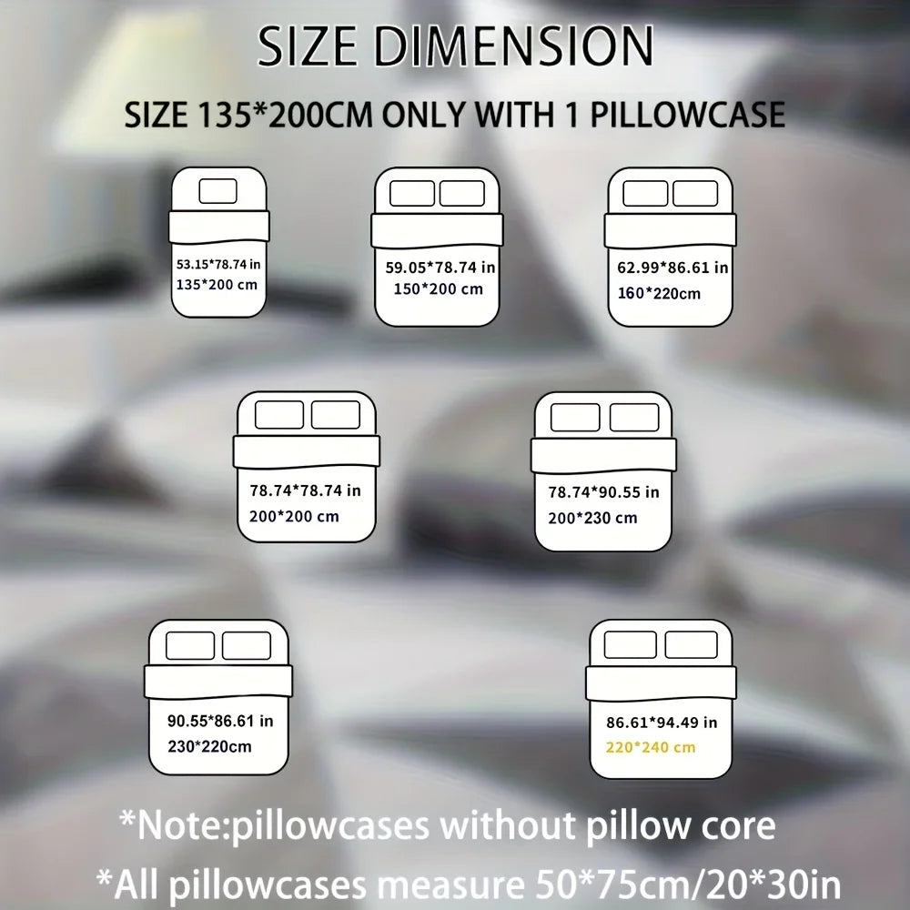 housse couette polyester motif géométrique moderne 135x200cm 150x200cm 160x220cm 200x200cm 200x230cm 220x240cm 2pcs taies