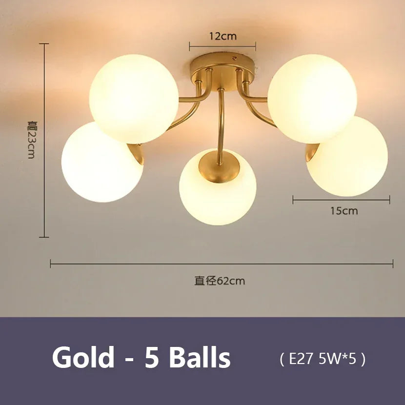 plafonnier moderne or noir boules translucides contemporain éclairage intérieur invisible led chambre salon