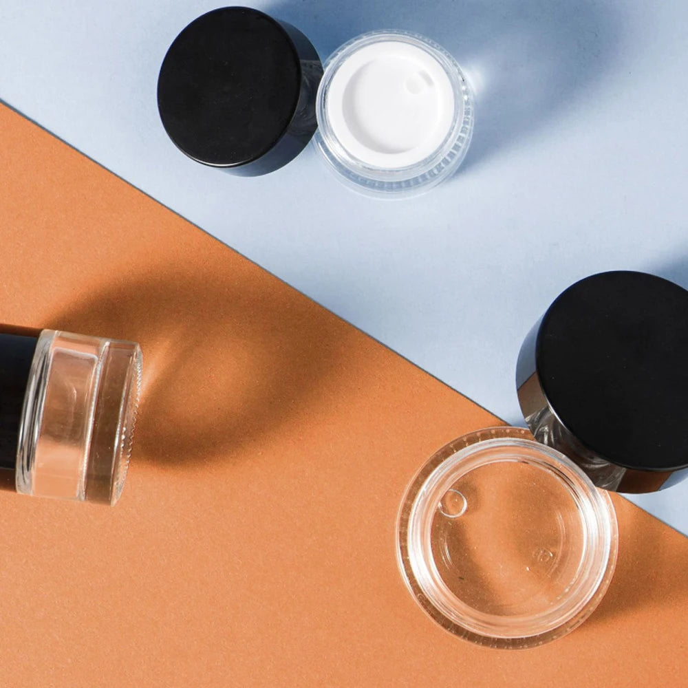 pots verre couvercles noirs conteneurs maquillage storage bottle minimaliste utilitaire