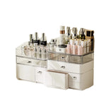boîte maquillage transparent moderne poignées métalliques pince brosse cosmétiques grande capacité anti poussière