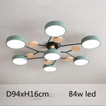 plafonnier led moderne vert blanc gris bois clair circulaire métallique scandinave éclairage intérieur